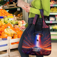 New Zealand Aotearoa Kiwi UFO Grocery Bag Sci-Fi Galaxy Sunset Sky Tower And Mountain TS04 - Polynesian Pride