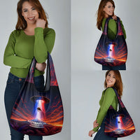 New Zealand Aotearoa Kiwi UFO Grocery Bag Sci-Fi Galaxy Sunset Sky Tower And Mountain TS04 - Polynesian Pride