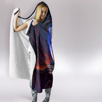 New Zealand Aotearoa Kiwi UFO Hooded Blanket Sci-Fi Galaxy Sunset Sky Tower And Mountain