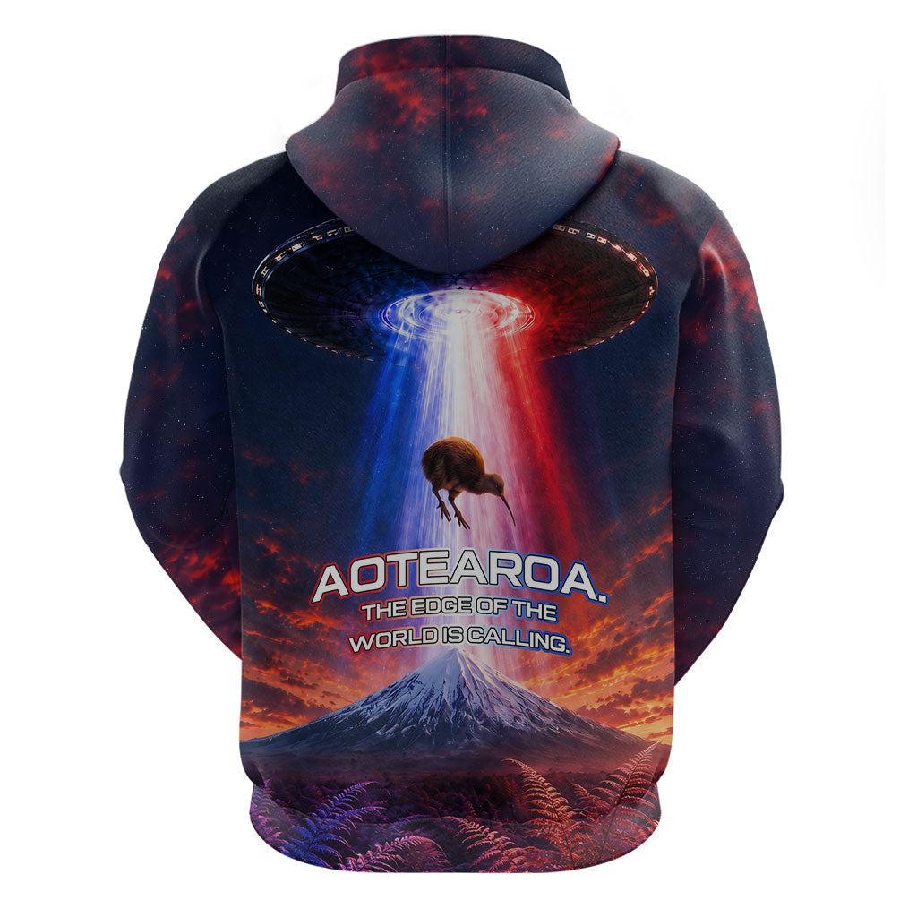 New Zealand Aotearoa Kiwi UFO Hoodie Sci-Fi Galaxy Sunset Sky Tower And Mountain TS04 - Polynesian Pride