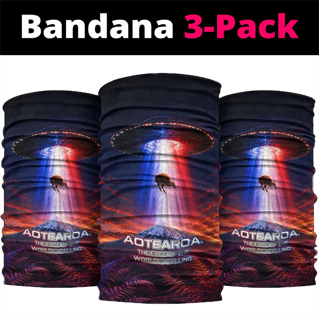 New Zealand Aotearoa Kiwi UFO Neck Gaiter Sci-Fi Galaxy Sunset Sky Tower And Mountain TS04 package One Size: 25*50cm Blue Red - Polynesian Pride