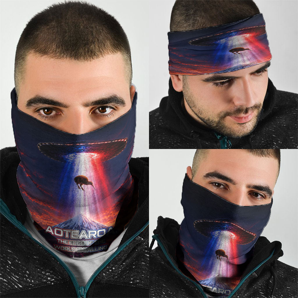 New Zealand Aotearoa Kiwi UFO Neck Gaiter Sci-Fi Galaxy Sunset Sky Tower And Mountain TS04 - Polynesian Pride