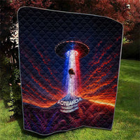 New Zealand Aotearoa Kiwi UFO Quilt Sci-Fi Galaxy Sunset Sky Tower And Mountain