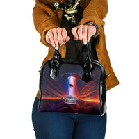 New Zealand Aotearoa Kiwi UFO Shoulder Handbag Sci-Fi Galaxy Sunset Sky Tower And Mountain TS04 One Size Blue Red - Polynesian Pride