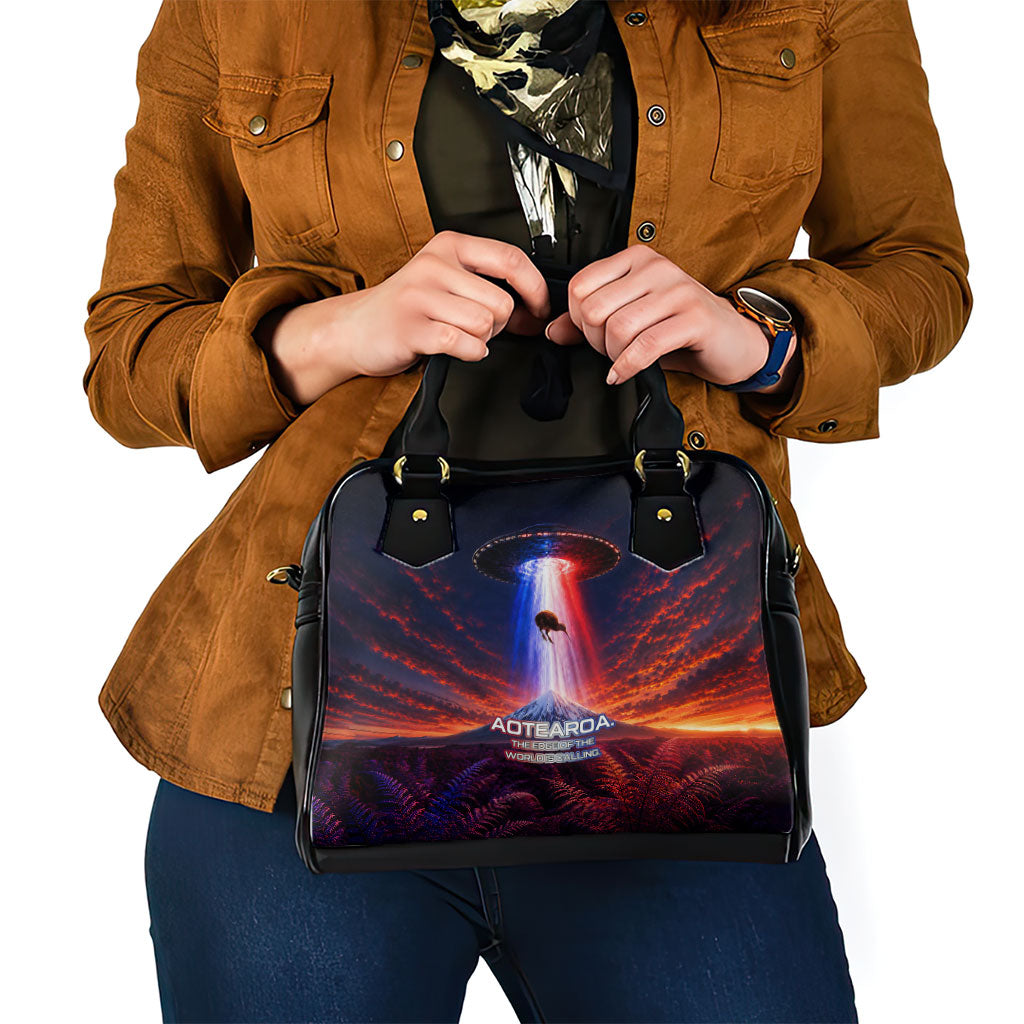 New Zealand Aotearoa Kiwi UFO Shoulder Handbag Sci-Fi Galaxy Sunset Sky Tower And Mountain TS04 - Polynesian Pride