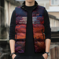 New Zealand Aotearoa Kiwi UFO Sleeveless Puffer Jacket Sci-Fi Galaxy Sunset Sky Tower And Mountain TS04 - Polynesian Pride