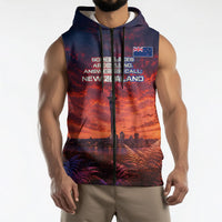 New Zealand Aotearoa Kiwi UFO Sleeveless Zip Hoodie Sci-Fi Galaxy Sunset Sky Tower And Mountain TS04 - Polynesian Pride