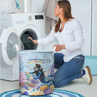 Fiji Taveuni Rainbow Reef Laundry Basket Scuba Diver Vibrant Undersea Coral Garden Watercolor TS04 - Polynesian Pride