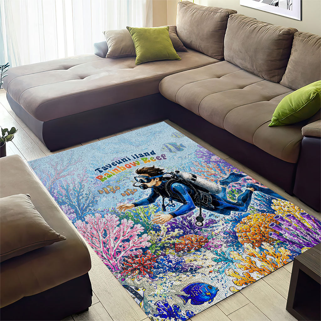 Fiji Taveuni Rainbow Reef Area Rug Scuba Diver Vibrant Undersea Coral Garden Watercolor TS04 - Polynesian Pride