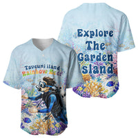 Fiji Taveuni Rainbow Reef Baseball Jersey Scuba Diver Vibrant Undersea Coral Garden Watercolor TS04 - Polynesian Pride