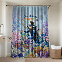 Fiji Taveuni Rainbow Reef Bathroom Set Scuba Diver Vibrant Undersea Coral Garden Watercolor TS04 Shower Curtain Only Blue - Polynesian Pride