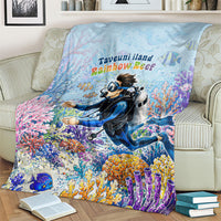 Fiji Taveuni Rainbow Reef Blanket Scuba Diver Vibrant Undersea Coral Garden Watercolor TS04 - Polynesian Pride