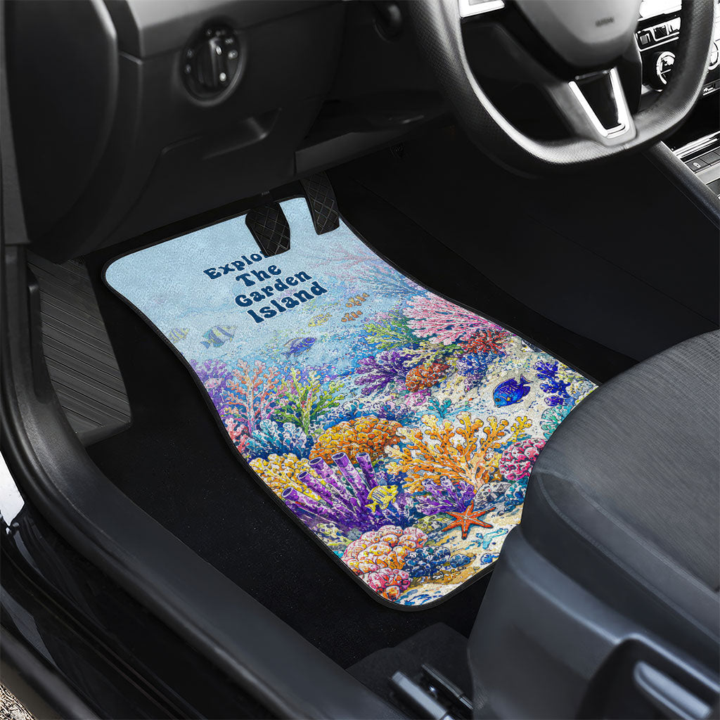 Fiji Taveuni Rainbow Reef Car Mats Scuba Diver Vibrant Undersea Coral Garden Watercolor