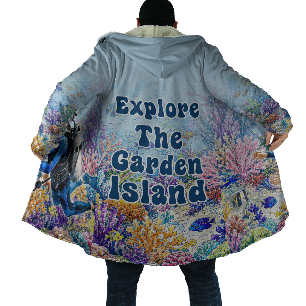 Fiji Taveuni Rainbow Reef Cloak Scuba Diver Vibrant Undersea Coral Garden Watercolor TS04 - Polynesian Pride