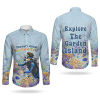 Fiji Taveuni Rainbow Reef Couples Matching Mermaid Dress and Long Sleeve Button Shirt Scuba Diver Vibrant Undersea Coral Garden Watercolor TS04 - Polynesian Pride