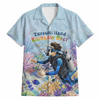 Fiji Taveuni Rainbow Reef Hawaiian Shirt Scuba Diver Vibrant Undersea Coral Garden Watercolor TS04 Blue - Polynesian Pride