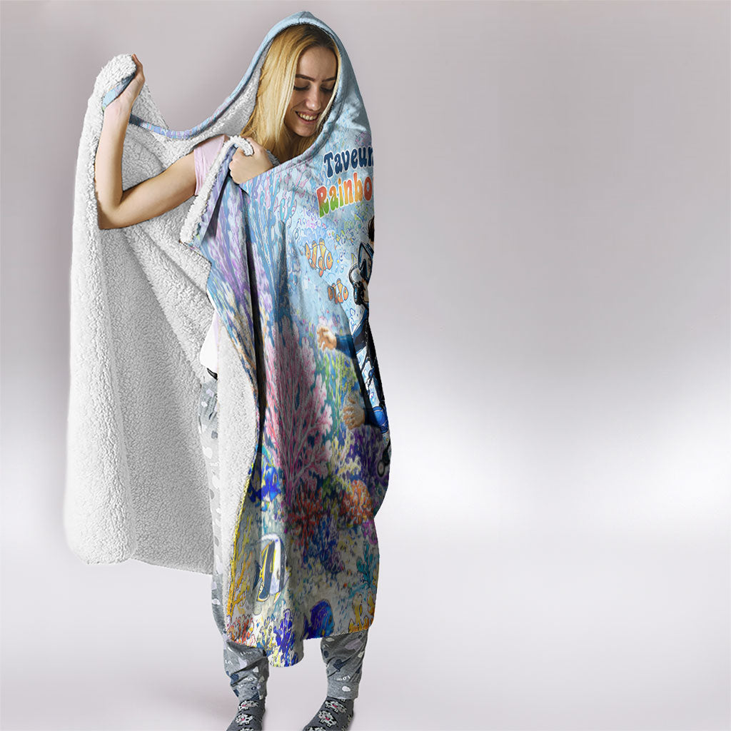 Fiji Taveuni Rainbow Reef Hooded Blanket Scuba Diver Vibrant Undersea Coral Garden Watercolor TS04 - Polynesian Pride