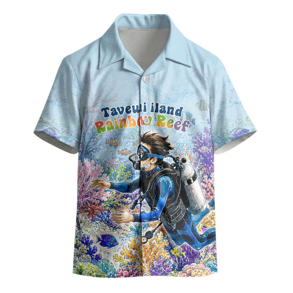 Fiji Taveuni Rainbow Reef Kid Hawaiian Shirt Scuba Diver Vibrant Undersea Coral Garden Watercolor TS04 - Polynesian Pride