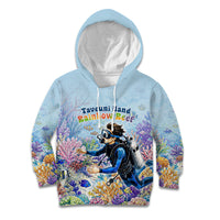 Fiji Taveuni Rainbow Reef Kid Hoodie Scuba Diver Vibrant Undersea Coral Garden Watercolor TS04 Hoodie Blue - Polynesian Pride