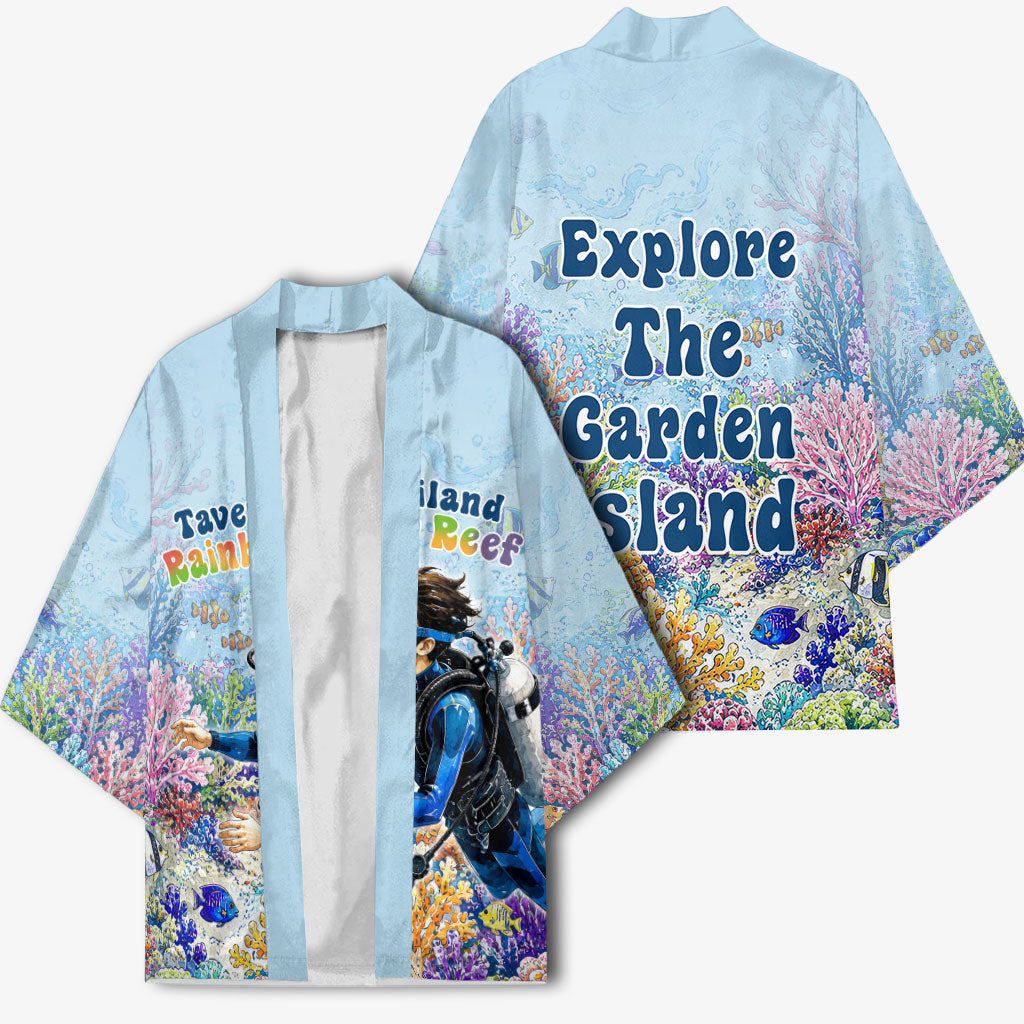 Fiji Taveuni Rainbow Reef Kimono Scuba Diver Vibrant Undersea Coral Garden Watercolor TS04 - Polynesian Pride