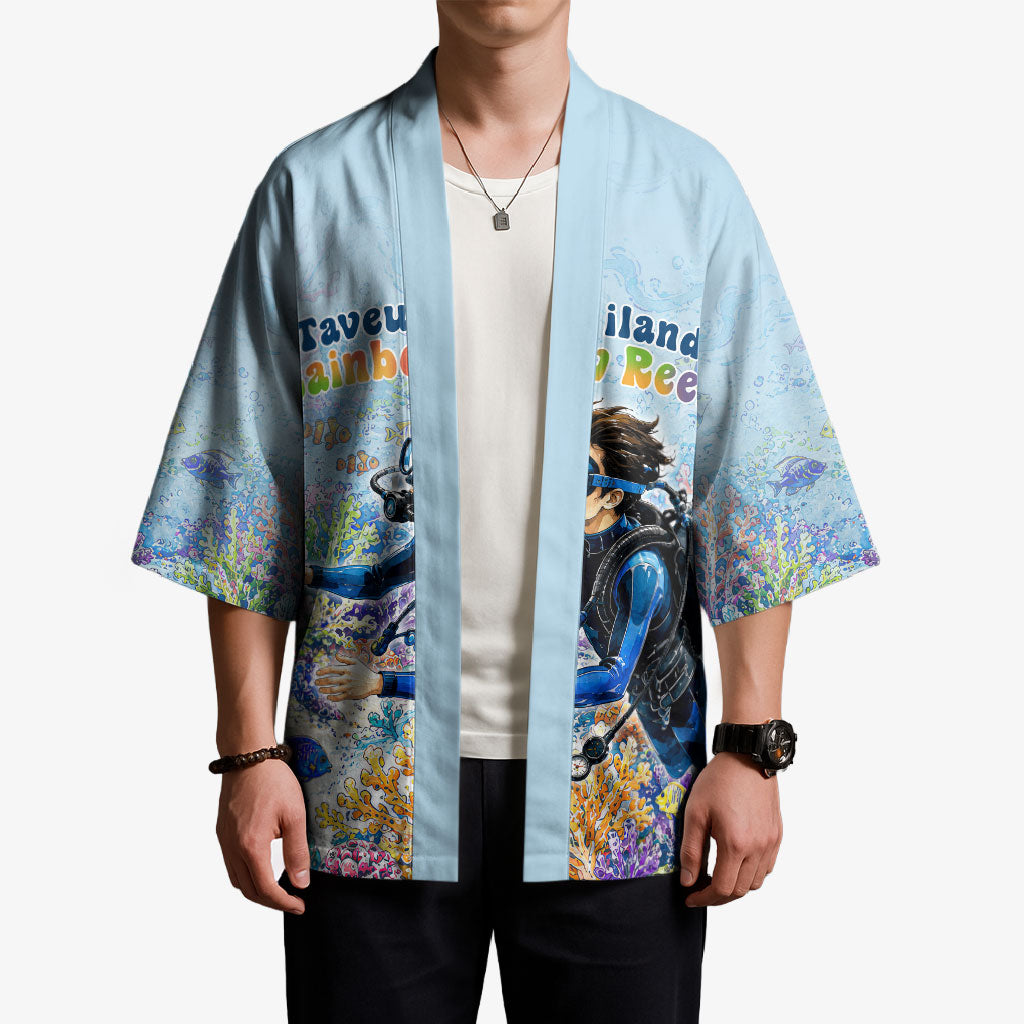 Fiji Taveuni Rainbow Reef Kimono Scuba Diver Vibrant Undersea Coral Garden Watercolor TS04 - Polynesian Pride