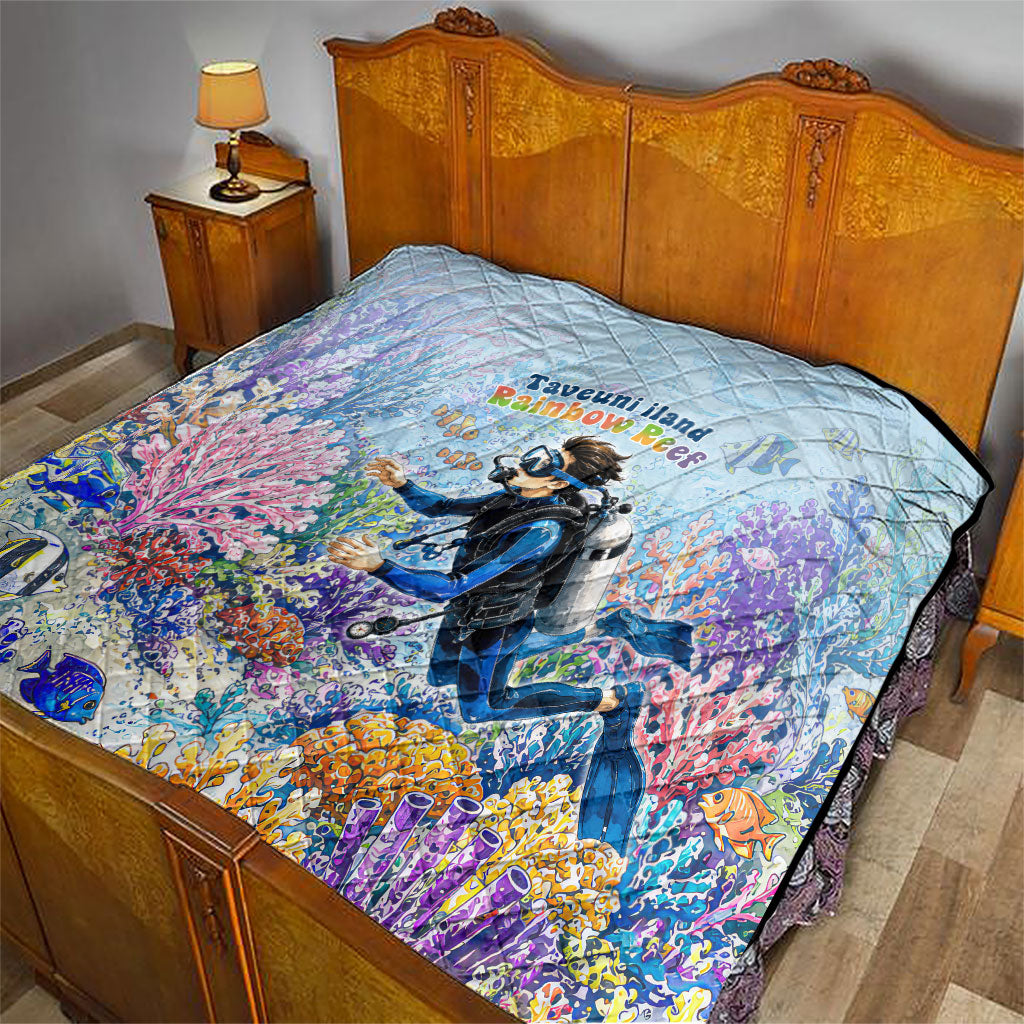 Fiji Taveuni Rainbow Reef Quilt Scuba Diver Vibrant Undersea Coral Garden Watercolor TS04 - Polynesian Pride