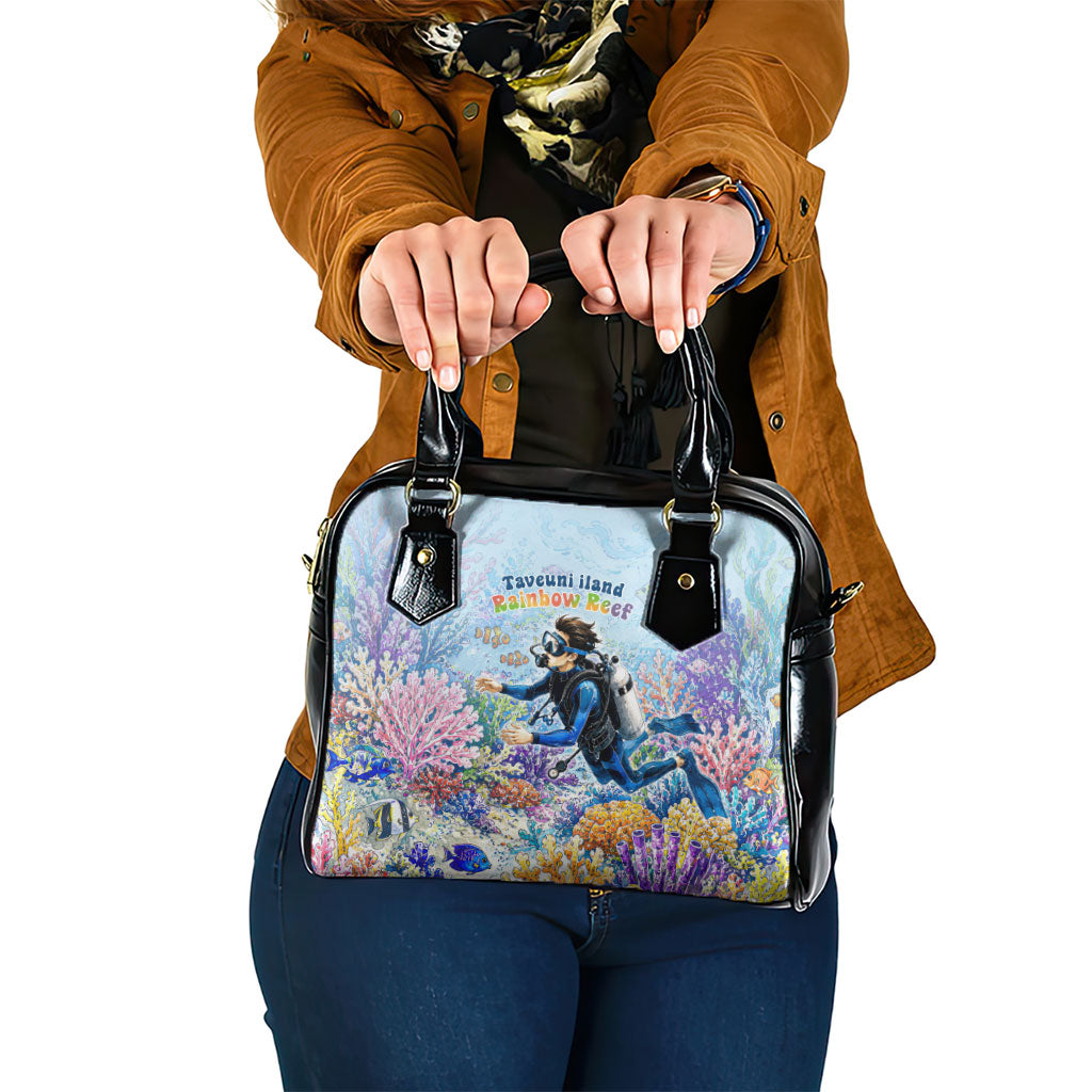 Fiji Taveuni Rainbow Reef Shoulder Handbag Scuba Diver Vibrant Undersea Coral Garden Watercolor TS04 One Size Blue - Polynesian Pride