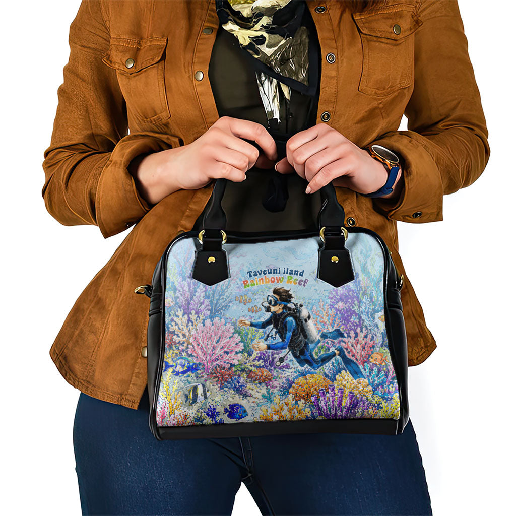 Fiji Taveuni Rainbow Reef Shoulder Handbag Scuba Diver Vibrant Undersea Coral Garden Watercolor TS04 - Polynesian Pride