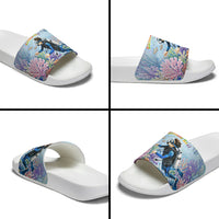 Fiji Taveuni Rainbow Reef Slide Sandals Scuba Diver Vibrant Undersea Coral Garden Watercolor TS04 - Polynesian Pride