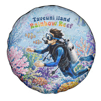 Fiji Taveuni Rainbow Reef Spare Tire Cover Scuba Diver Vibrant Undersea Coral Garden Watercolor TS04 - Polynesian Pride