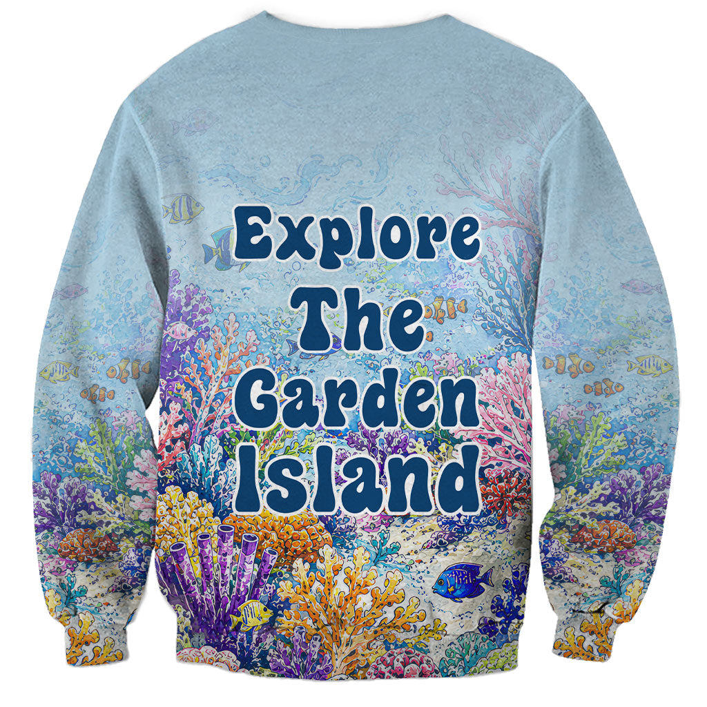 Fiji Taveuni Rainbow Reef Sweatshirt Scuba Diver Vibrant Undersea Coral Garden Watercolor