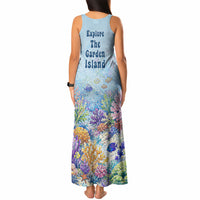 Fiji Taveuni Rainbow Reef Tank Maxi Dress Scuba Diver Vibrant Undersea Coral Garden Watercolor TS04 - Polynesian Pride