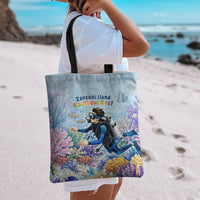 Fiji Taveuni Rainbow Reef Tote Bag Scuba Diver Vibrant Undersea Coral Garden Watercolor TS04 - Polynesian Pride