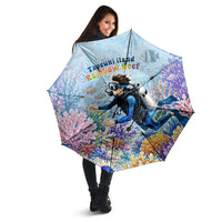 Fiji Taveuni Rainbow Reef Umbrella Scuba Diver Vibrant Undersea Coral Garden Watercolor TS04 - Polynesian Pride