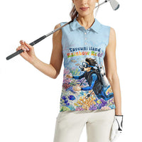 Fiji Taveuni Rainbow Reef Women Sleeveless Polo Shirt Scuba Diver Vibrant Undersea Coral Garden Watercolor TS04 - Polynesian Pride