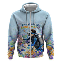 Fiji Taveuni Rainbow Reef Zip Hoodie Scuba Diver Vibrant Undersea Coral Garden Watercolor TS04 Zip Hoodie Blue - Polynesian Pride