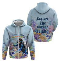 Fiji Taveuni Rainbow Reef Zip Hoodie Scuba Diver Vibrant Undersea Coral Garden Watercolor TS04 - Polynesian Pride