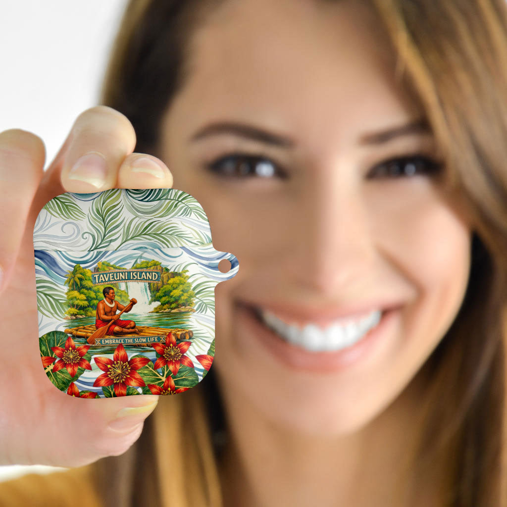 Fiji Taveuni Island Dateline Crossing AirPods Case Tropical Cultural Landscape With Tagimoucia Floral Pattern TS04 - Polynesian Pride