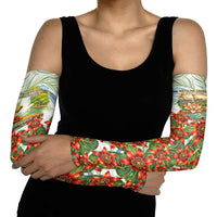 Fiji Taveuni Island Dateline Crossing Arm Sleeves Tropical Cultural Landscape With Tagimoucia Floral Pattern TS04 - Polynesian Pride