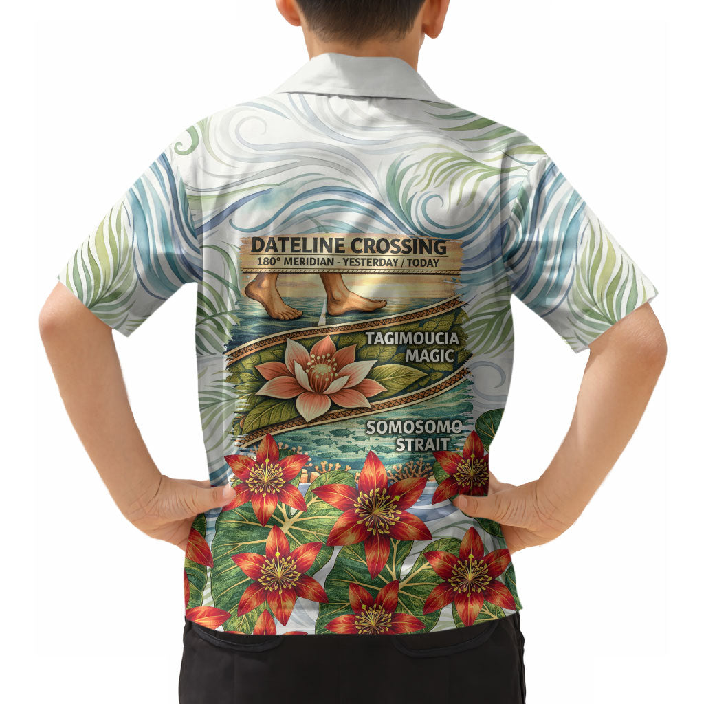 Fiji Taveuni Island Dateline Crossing Hawaiian Shirt Tropical Cultural Landscape With Tagimoucia Floral Pattern TS04 - Polynesian Pride