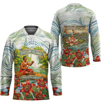Fiji Taveuni Island Dateline Crossing Hockey Jersey Tropical Cultural Landscape With Tagimoucia Floral Pattern TS04 - Polynesian Pride