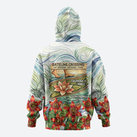 Fiji Taveuni Island Dateline Crossing Hoodie Tropical Cultural Landscape With Tagimoucia Floral Pattern
