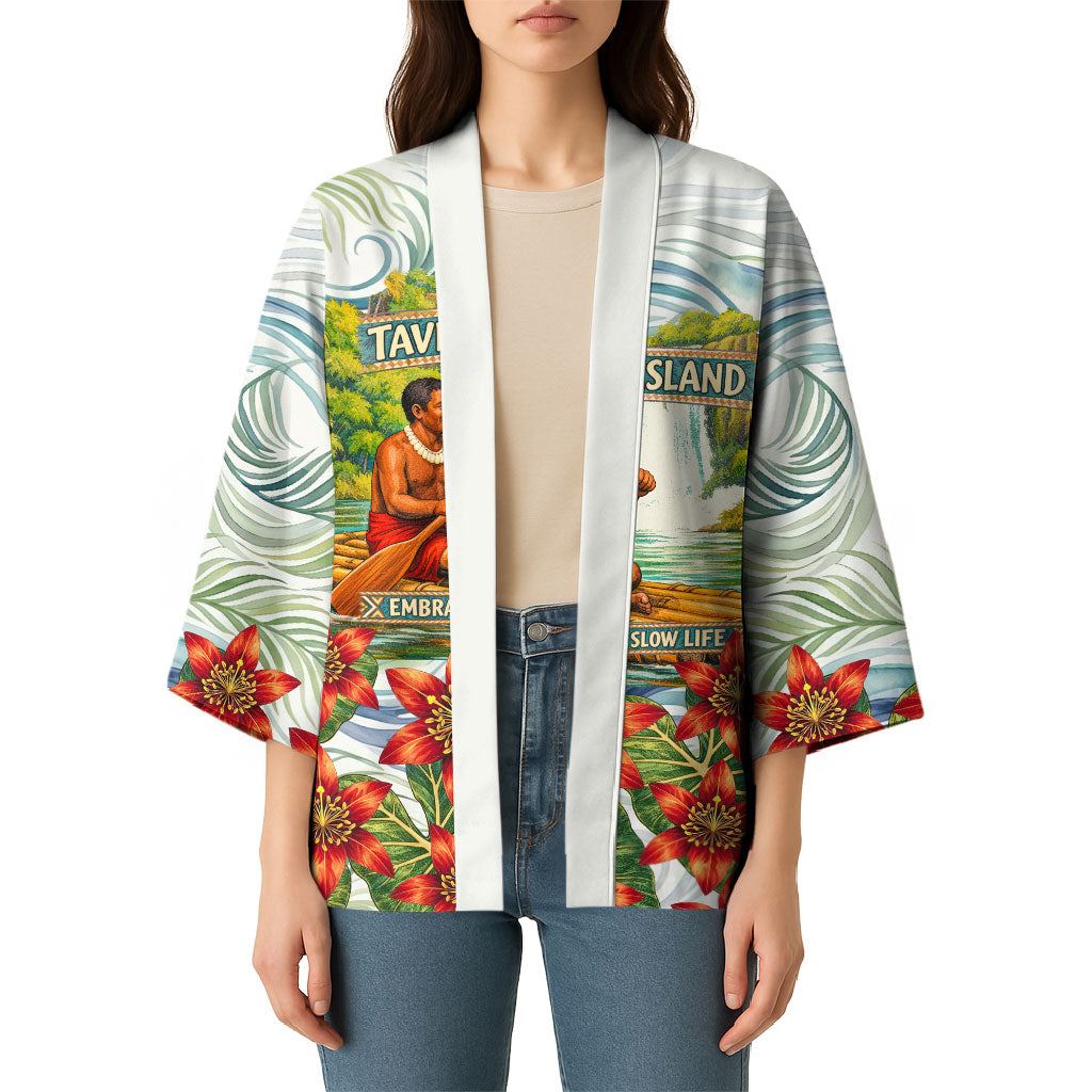 Fiji Taveuni Island Dateline Crossing Kimono Tropical Cultural Landscape With Tagimoucia Floral Pattern TS04 - Polynesian Pride