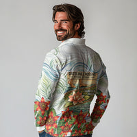 Fiji Taveuni Island Dateline Crossing Long Sleeve Polo Shirt Tropical Cultural Landscape With Tagimoucia Floral Pattern TS04 - Polynesian Pride