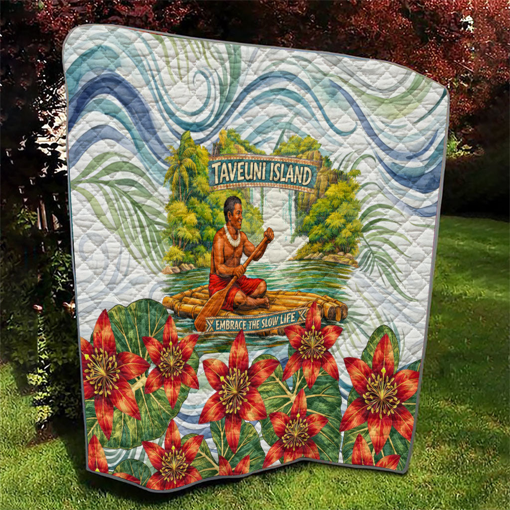 Fiji Taveuni Island Dateline Crossing Quilt Tropical Cultural Landscape With Tagimoucia Floral Pattern TS04 - Polynesian Pride