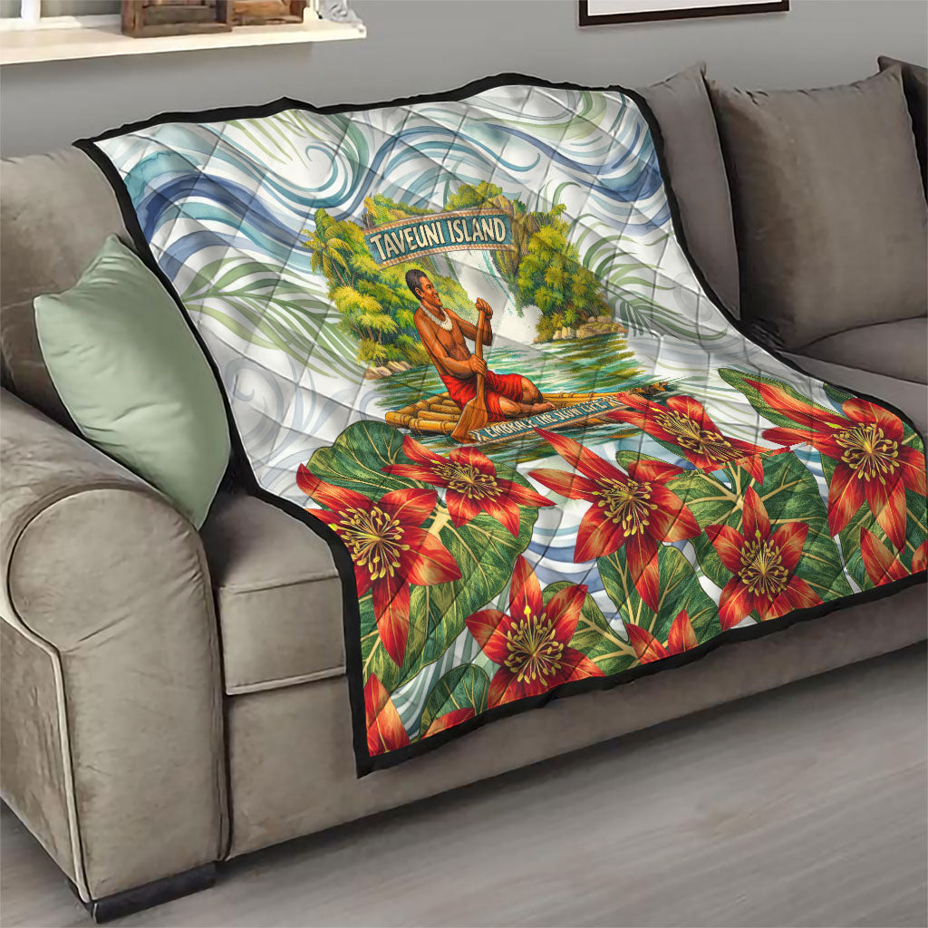 Fiji Taveuni Island Dateline Crossing Quilt Tropical Cultural Landscape With Tagimoucia Floral Pattern TS04 - Polynesian Pride