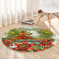 Fiji Taveuni Island Dateline Crossing Round Carpet Tropical Cultural Landscape With Tagimoucia Floral Pattern TS04 - Polynesian Pride