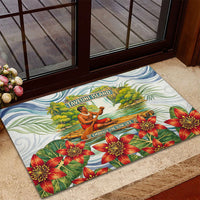 Fiji Taveuni Island Dateline Crossing Rubber Doormat Tropical Cultural Landscape With Tagimoucia Floral Pattern TS04 - Polynesian Pride