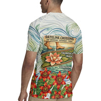 Fiji Taveuni Island Dateline Crossing Rugby Jersey Tropical Cultural Landscape With Tagimoucia Floral Pattern TS04 - Polynesian Pride