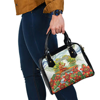 Fiji Taveuni Island Dateline Crossing Shoulder Handbag Tropical Cultural Landscape With Tagimoucia Floral Pattern TS04 - Polynesian Pride